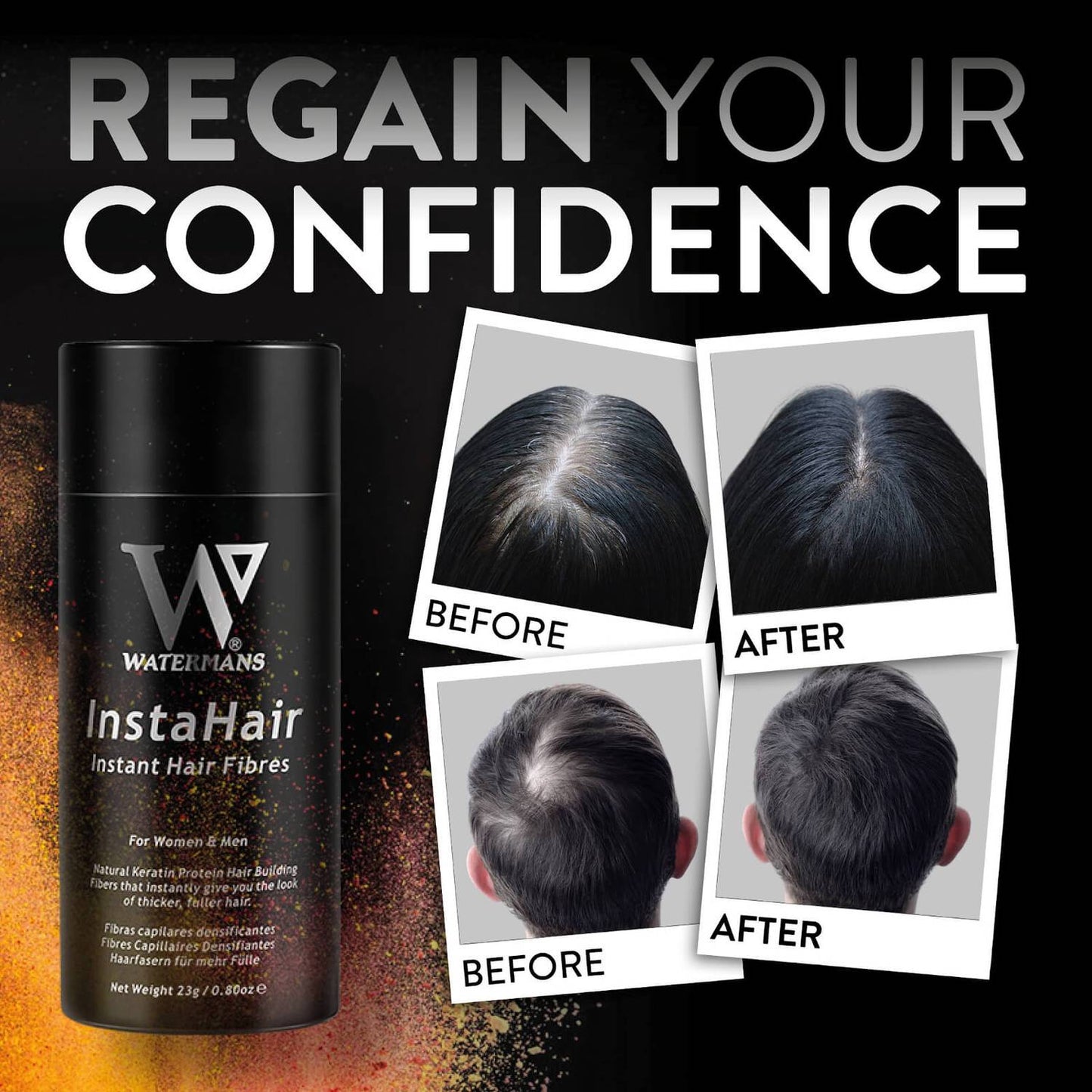 Hair Building Fibers - For Men & Women |  Instant Hair thickener (Dark brown)